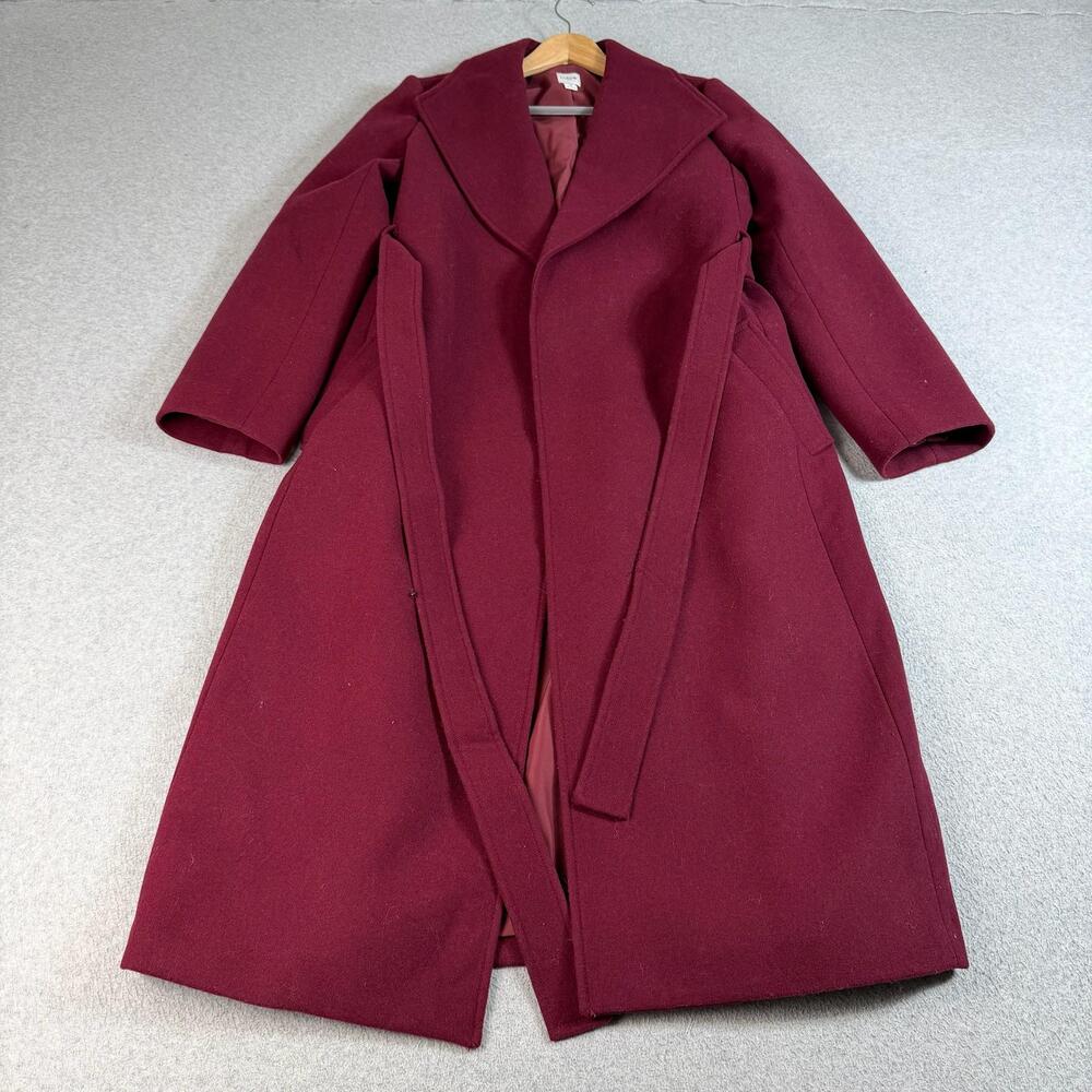 J Crew Overcoat Women 8 Red Wool Blend Long Belted Winter Coat Heritage Academia